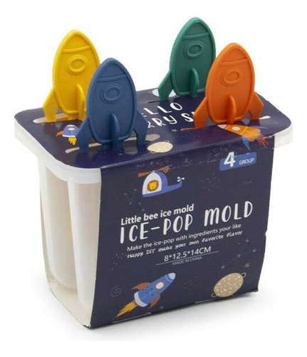 Molde 4 Helados Cohete Palito Para Niños Jugo Frutas Natural