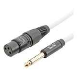 Cabo 1m P10 Mono Ts - Xlr Fêmea Branco Cobre Ofc Pro Ouro