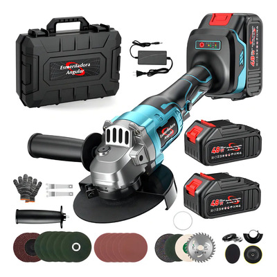 Esmeriladora Angular 3200w Inalámbrica Amoladora Corte Faghto, Herramienta De Corte Sin Escobillas De 48v Con 2 Baterías De 6000 Mah,15000 Rpm Para Cortar, Esmerilar, Pulir Y Eliminar Óxido De Metal | Envío gratis
