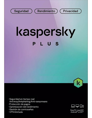 Antivirus Kaspersky Plus, 5 Dispositivos, 1 Año