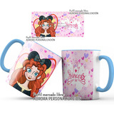 Mug  Taza Oreja E Interior Azul Princesas Disney Regalo 009