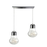 Colgante Bombilla 2 Luces Apto Led E-27 Cromo Moderno Deco