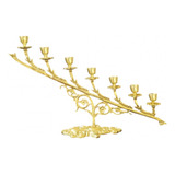 Castiçal/candelabro 7 Velas - Dourado Feito Em Bronze 