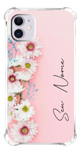 Capa Capinha Personalizada Com Nome Floral Rosa Vertical