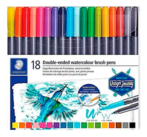 Plumones Punta Pincel Doble Punta Staedtler X18 Acuarelables