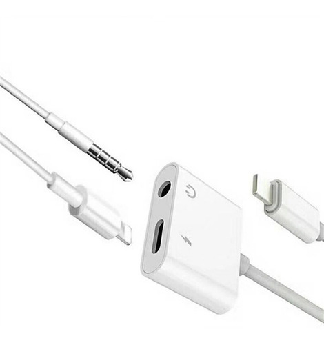 Adaptador Compatible Con iPhone 2en1 Lighting Audífonos 3.5 