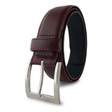 Cinturon De Cuero Genuino Para Hombre, Piel 100% Bovino Color Bordó Talla 32