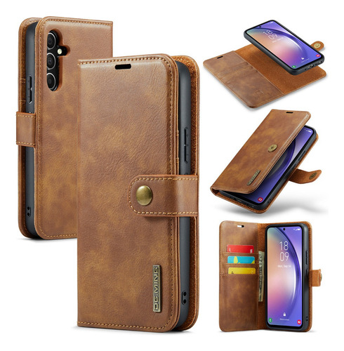 C Funda De Piel Tipo Cartera Desmontable Para Samsung Card