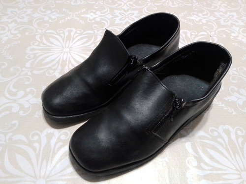 Zapato De De Dama Cuero Negro Taco 4cm Numero 37