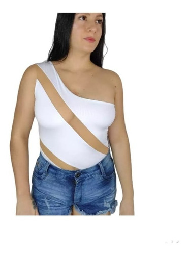 Body  Blusa Medio Beso Con Aberturas En Transparencias