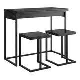 Mesa Extensible + 2 Taburetes Home Design Negro Mate