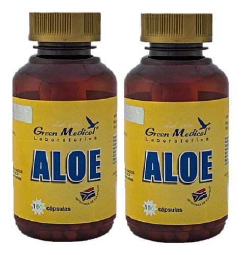 Aloe Vera Gm 2 Frascos 120 Cap. Acidez- Ulceras- Digestión Sabor Natural / 2x60 Capsulas