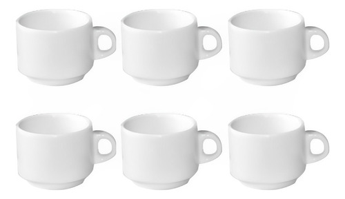 Taza Café 100ml Apilables Porcelana (sin Platillos) Set X6