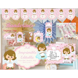 Kit Imprimible Angelito Nena Bautizo Baby Shower Angel S183