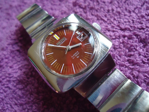 Seiko Red Reloj Automatico Vintage Retro Para Dama Japan