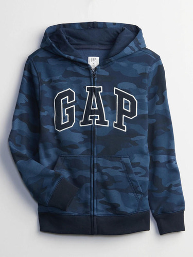 Poleron Con Cierre Camuflado Niño Azul Gap