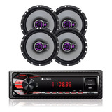 Pioneer 4 Falantes 6 Pol 100w + Rádio De Carro Bluetooth