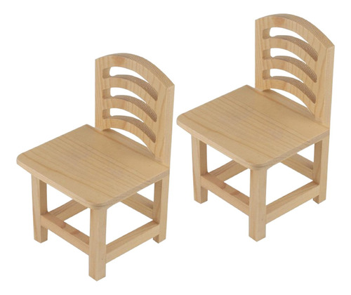 2x Mini Sillas De Madera Artesanales Sin Pintar, Modelo