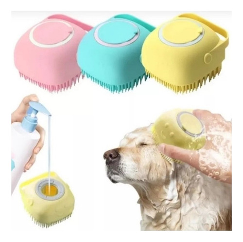 Cepillo De Bano Para Perro Dispensador Shampoo Masajeador