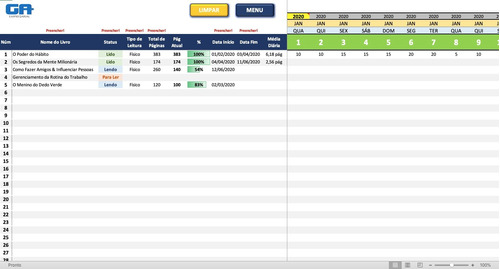Planilha De Controle De Leitura (completa)
