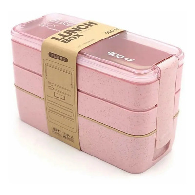Vanow loncheras con toppers 3 pisos 900mL color rosa | Meses sin interés