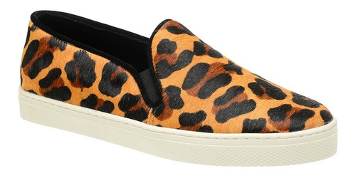 Tênis Slip On Fem. Animal Print Malbork Couro Onça 26000