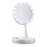 Espejo Con Luz Led Para Maquillaje Plegable + Aumento 10 X 