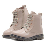 Bota Niña Moda Charol Beige Bambino Ligeras Cómodas 15-17