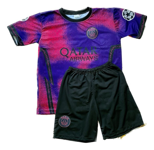 Uniforme Paris Futebol Infantil Promoção Conjunto Camiseta 