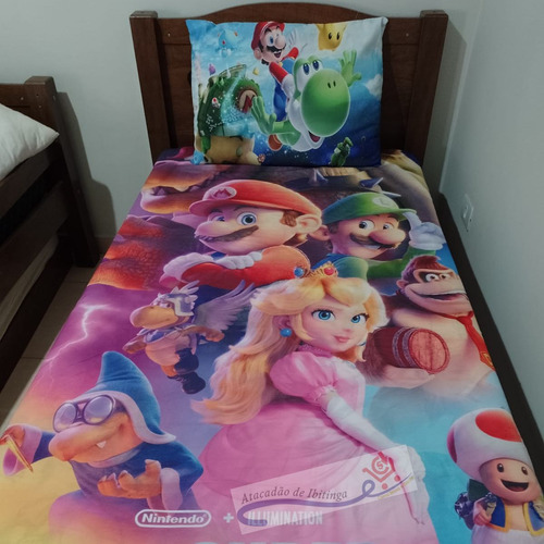 Lençol Para Cama Box De Solteiro Infantil Super Mario