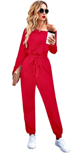 Palazzo Sexy Jumpsuit Cinturón Ajustable Casual Para Dama 