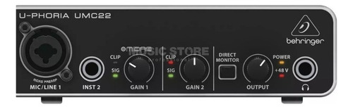 Interface De Áudio Behringer U-phoria Umc22 Preta 1ª Geração