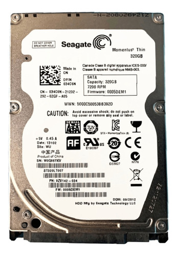 Disco Rígido Hd Interno Seagate 320gb Slim Notebook