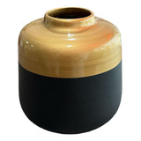 Vaso De Cerâmica Preto Dourado Grande Luxo Decor