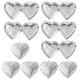 Dijes Relicario Corazon Labrado  10u Acero Inox Silver