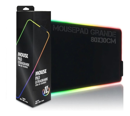 Mouse Pad Gamer Extra Grande Led Rgb 80x30 Cm Mousepad Preto