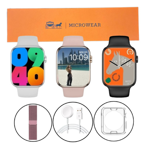 Relógio Smartwatch W59 Mini Original Serie 9 2 Pulseiras Nfc