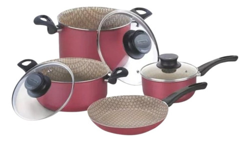 Batería De Cocina Tramontina París Antiadherente Bordo 7 Pz