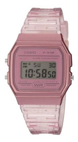 Reloj De Pulsera Casio F-91ws-4cf Rosa Para Dama Color Del Fondo Rosa Claro