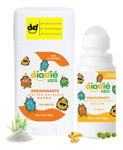 Diadie Kids 2pack Combinado. Desodorante Natural Para Niños