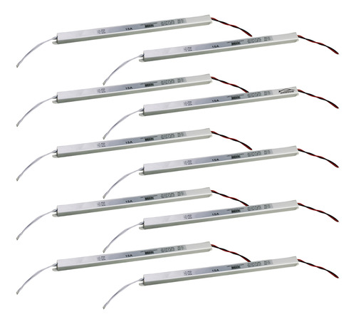 10x Fonte Slim Driver Para Perfil Fita De Led 12v 15a 180w