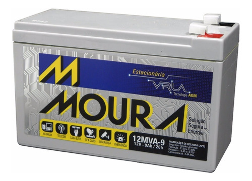 Bateria Moura 9ah No Break / Cerca Elétrica /alarmes 12mva-9