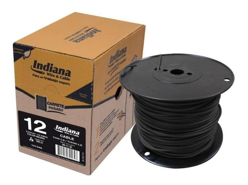 Cable Indiana Thw-ls/thhw-ls Calibre 12 Negro 100 M
