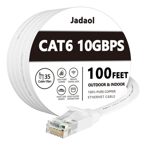 Cable Ethernet Cat 6 De 100 Pies, Exterior E Interior, 10 Gb