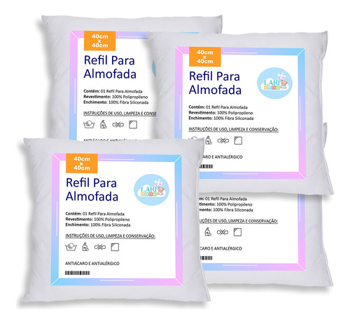 Enchimento Almofada Refil 40x40 Silicone Kit Com 4 Unidades