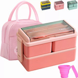 Lunch Box 2 Niveles Loncheras Topper 1400ml+ Bolsas+ Taza