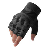 Guantes Tácticos Gel Medio Dedo Militar Negros Guantes Motos