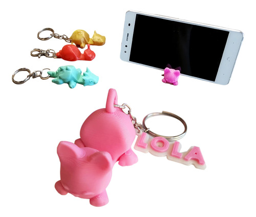 Llaveros Porta Celular Animalitos Personalizados Nombre X10u