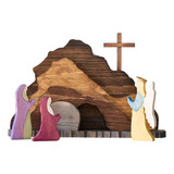 Set De Navidad De Madera Para Pascua Con Escena De Jesús Cri