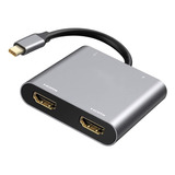 Adaptador Ymy Usb C A Hdmi Doble, Concentrador Usb Tipo C 4 